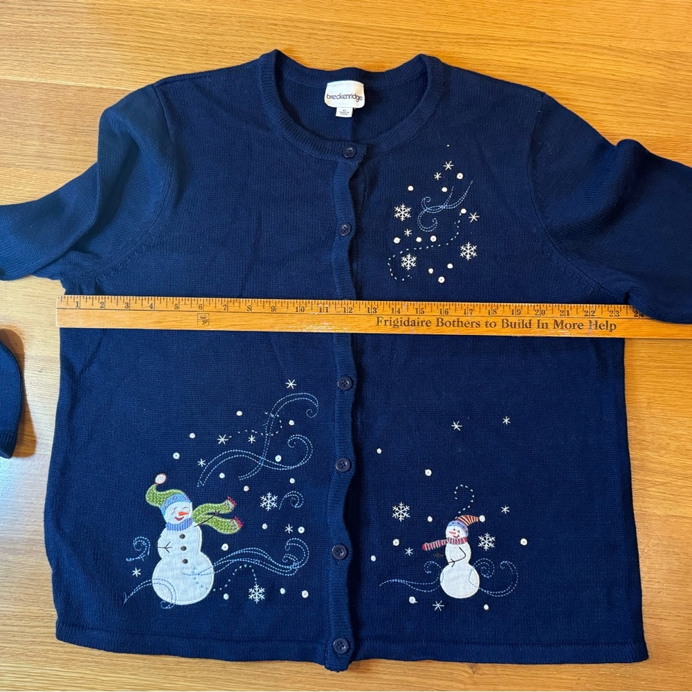 Breckenridge Women’s Blue Snowman Sweater Size XL Cottagecore, Coquette - Picture 5 of 6
